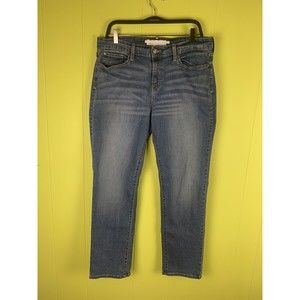Levi Strauss Signature Gold Mid Rise Straight Denim Blue Jeans 14M 32X32 Stretch